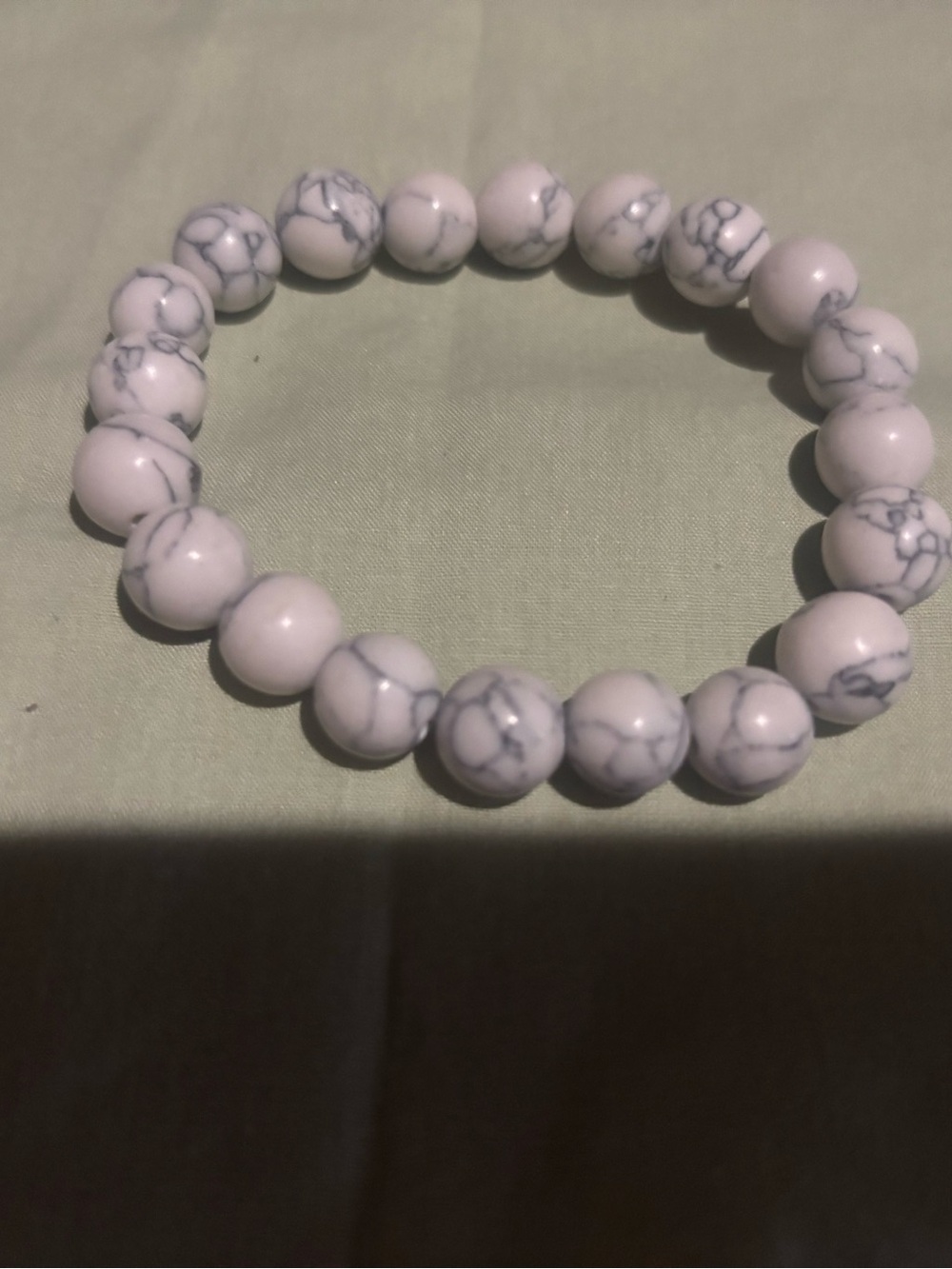 White Marble Beaded Stretch Bracelet